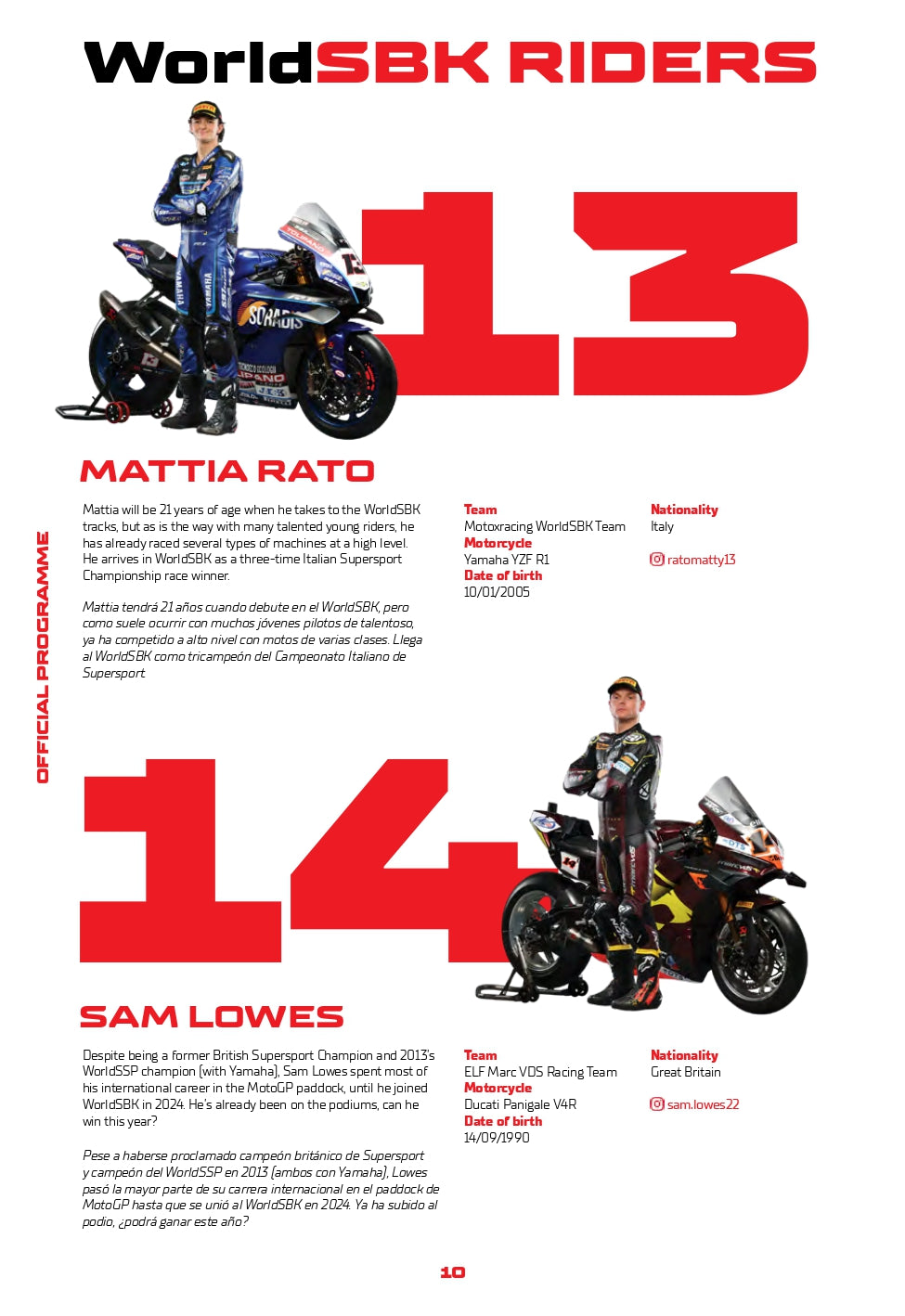 2026 MOTORLAND OFFICIAL PROGRAMME WORLDSBK