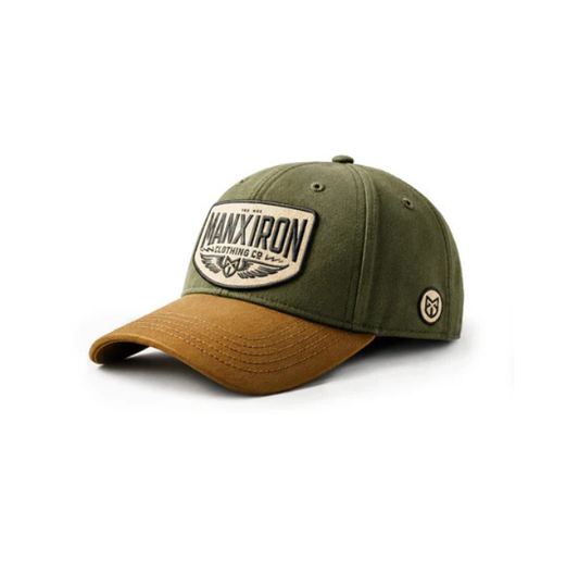 MANX IRON VINTAGE GREEN-BROWN CAP
