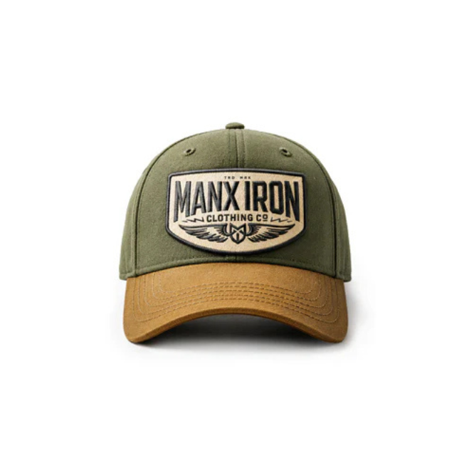 MANX IRON GREEN-BROWN VINTAGE CAP