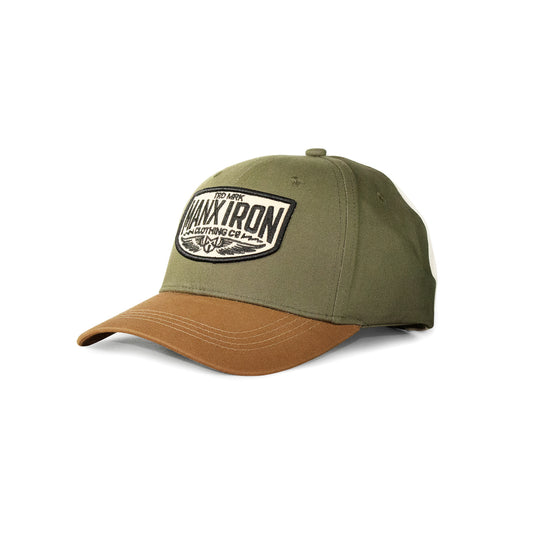 MANX IRON VINTAGE GREEN-CREAM-BROWN CAP
