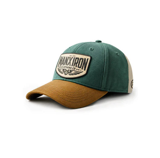 MANX IRON VINTAGE GREEN-CREAM-BROWN CAP