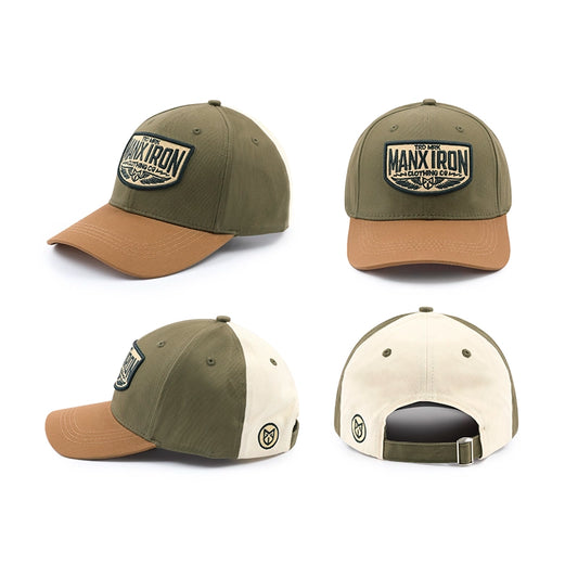 MANX IRON VINTAGE GREEN-CREAM-BROWN CAP