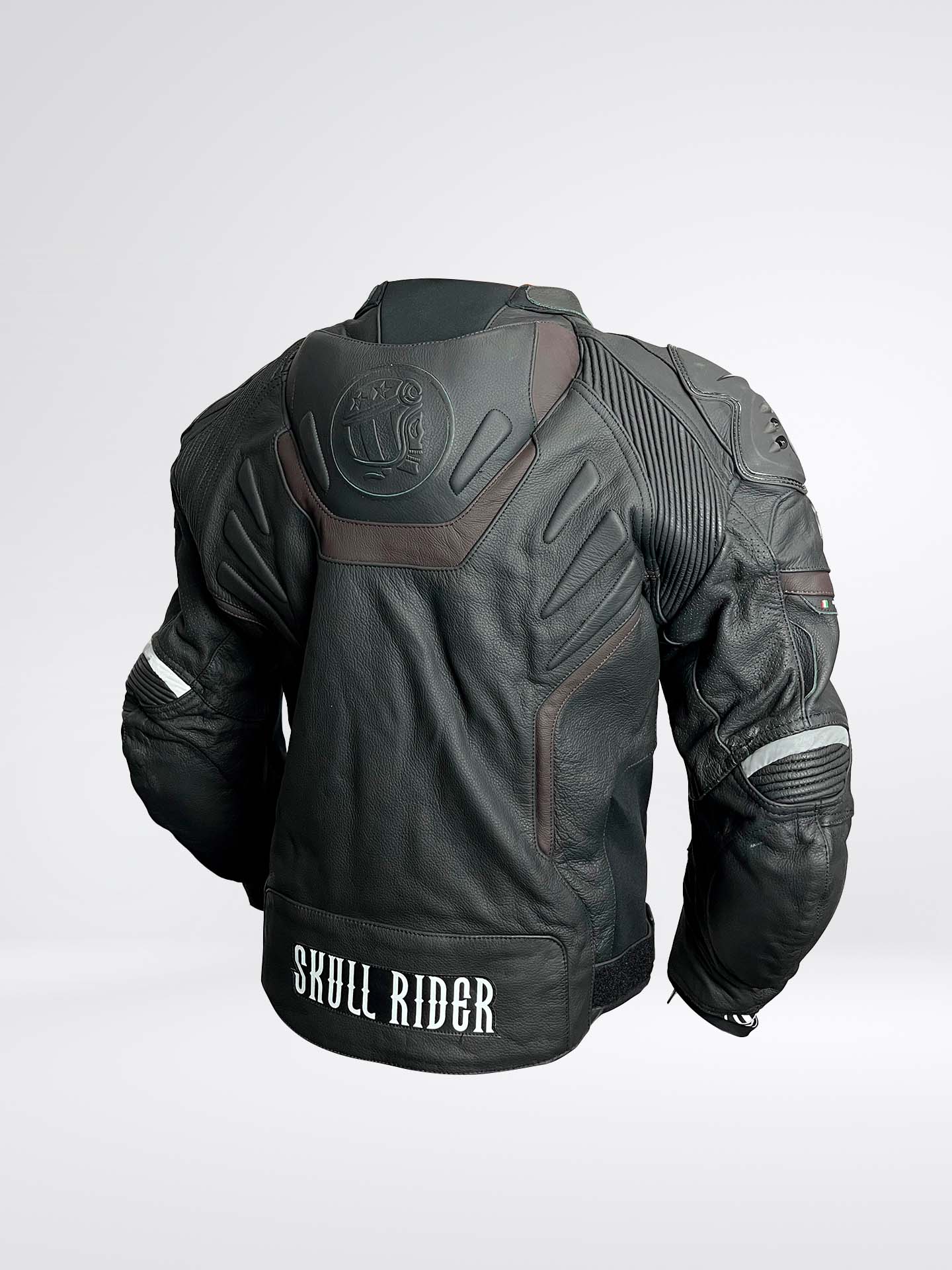 SKULL RIDER BROWN LEATHER JACKET