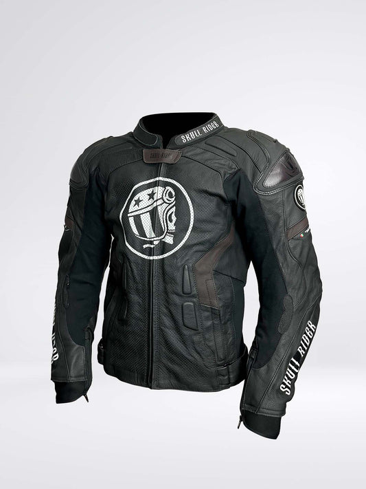 SKULL RIDER BROWN LEATHER JACKET